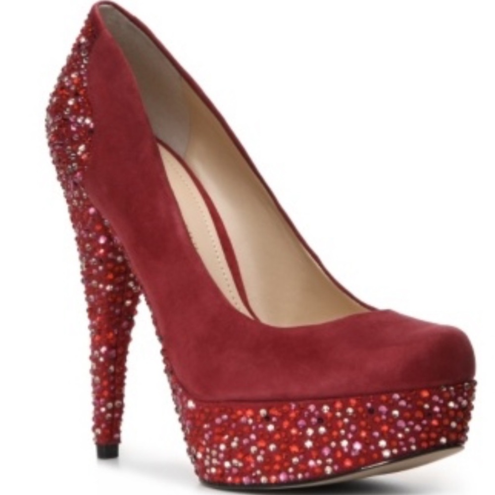 Enzo Angiolini Red Embellished Platform Heels